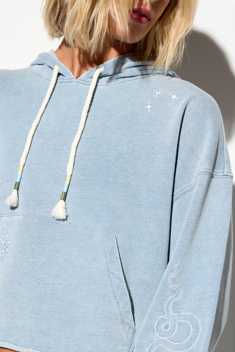 ICON DEMI HOODIE BLEACHED DENIM