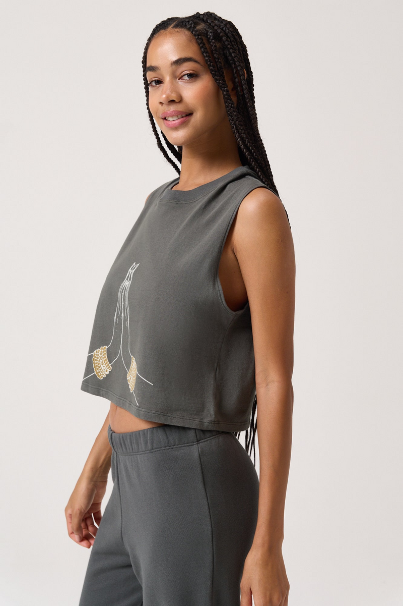 SACRED PEACE SPIRIT TANK VINTAGE BLACK