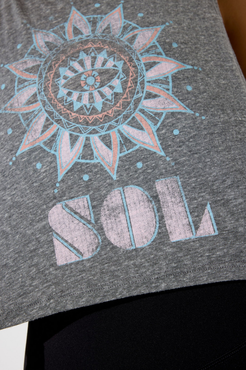 SOL SPIRIT CROP TANK - HEATHER /GREY
