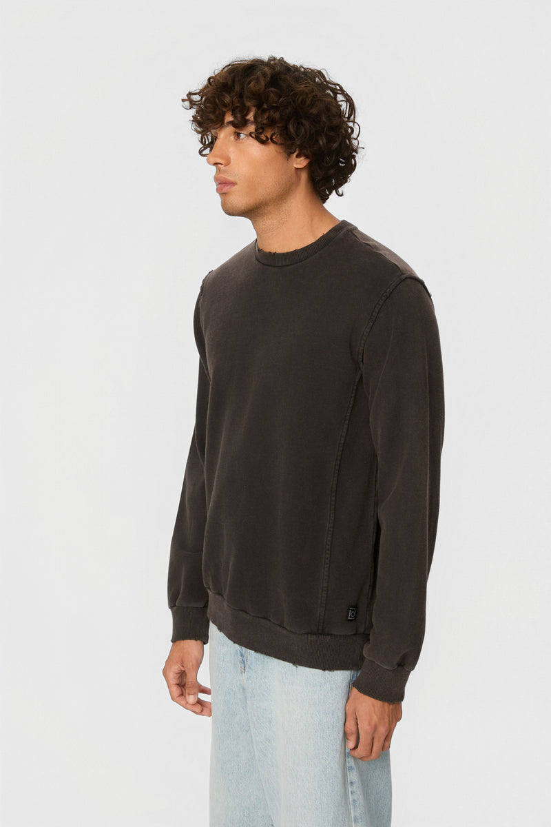 REGULAR CREWNECK WITH DESTROYS - VINTAGE BLACK