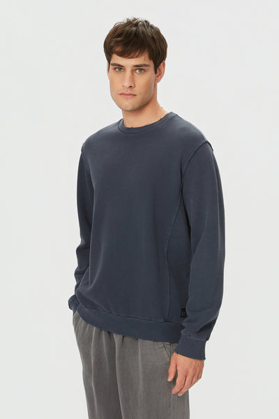 REGULAR CREWNECK WITH DESTROYS - VINTAGE BLUE