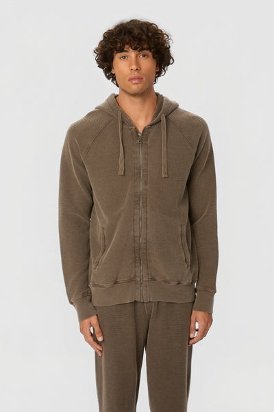 WAFFLE RAGLAN FULLZIP - VINTAGE MOCHA