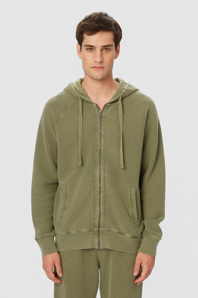 WAFFLE RAGLAN FULLZIP - VINTAGE KHAKI