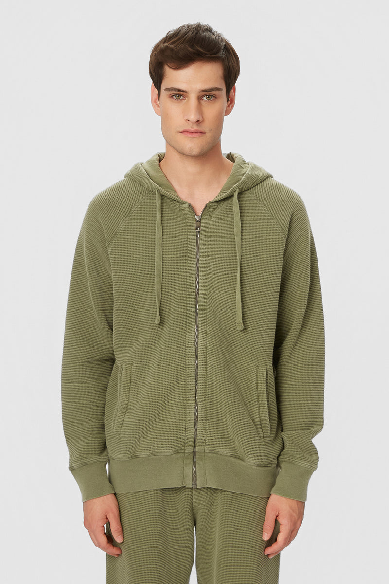 WAFFLE RAGLAN FULLZIP - VINTAGE KHAKI