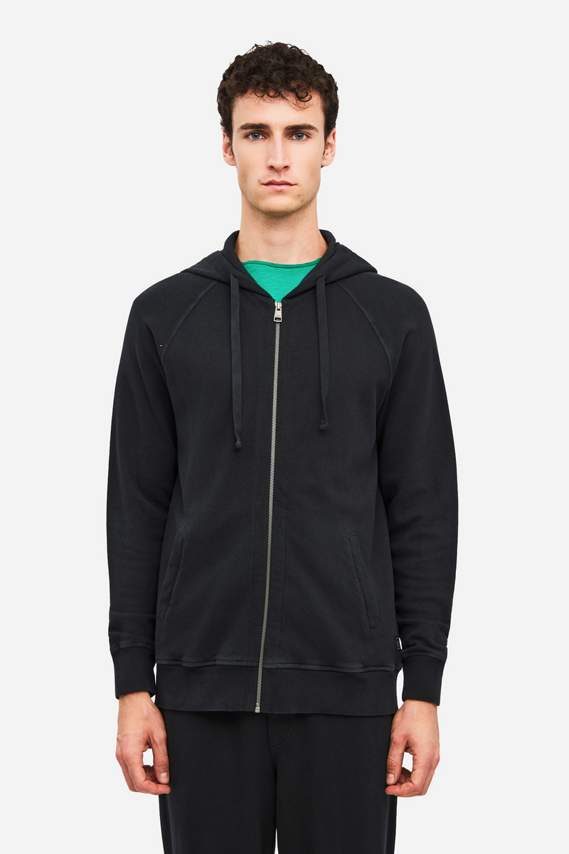 Men PIQUET FLEECE FULLZIP - VINTAGE BLACK