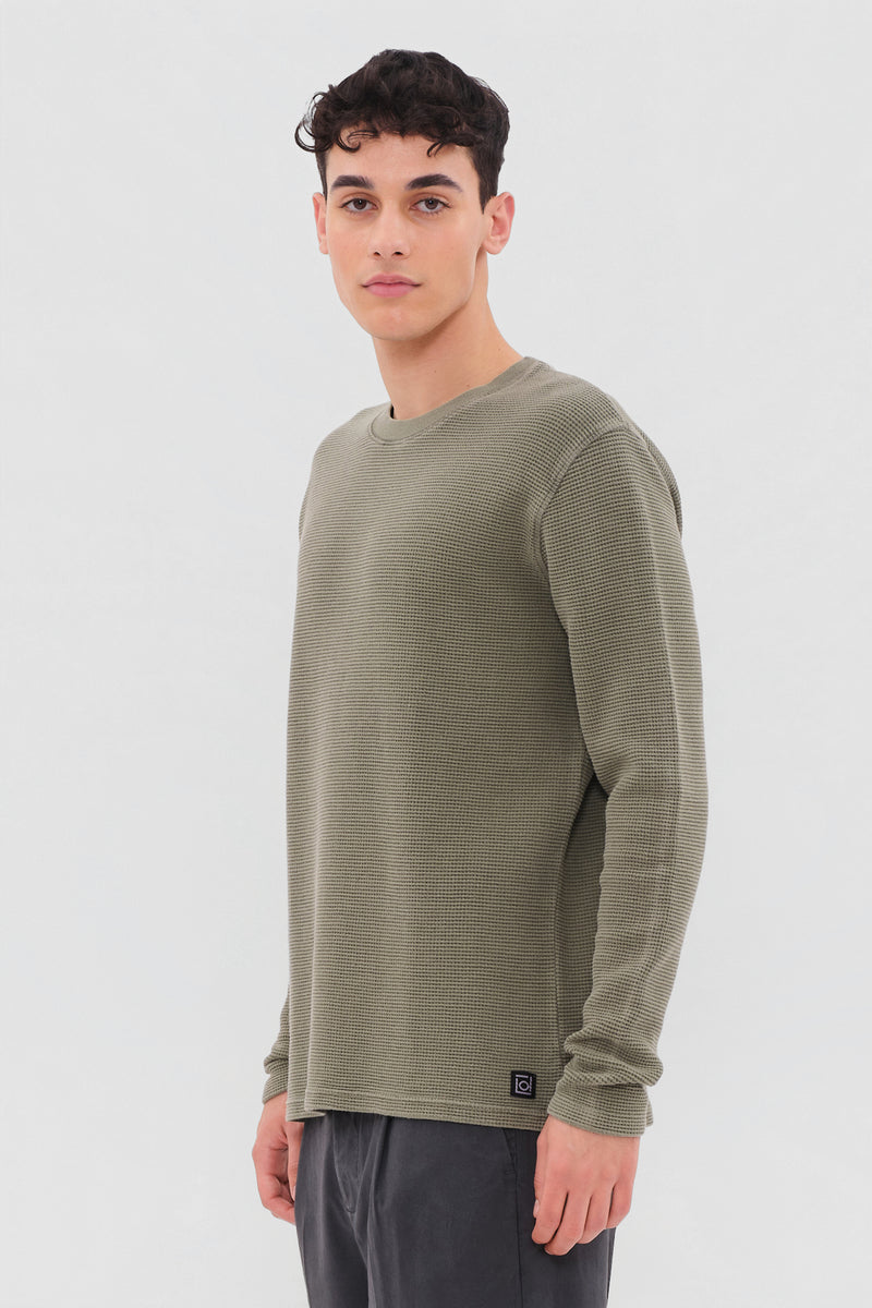 WAFFLE LONGSLEEVE - VINTAGE KHAKI