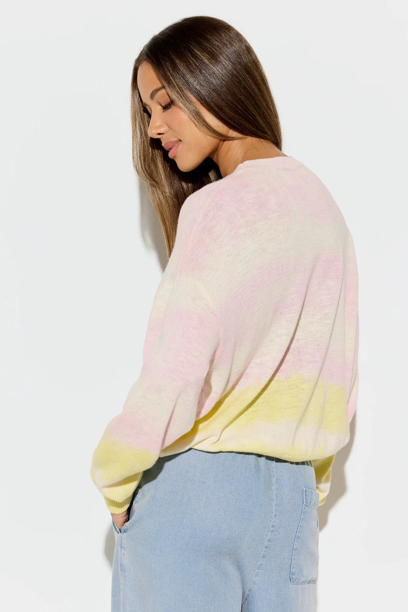 SUMMER SOUL VENICE SWEATER PINK TIE DYE