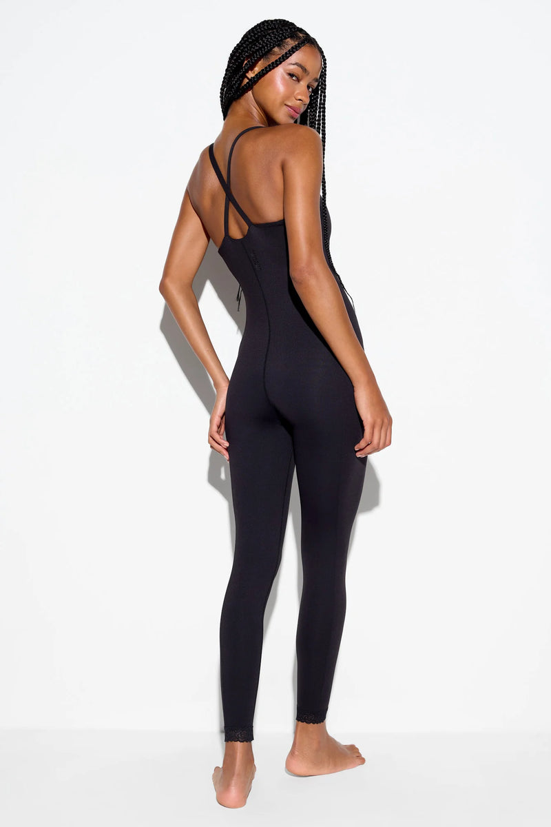 SELENA LACE JUMPSUIT BLACK
