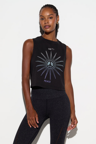 EMIT PEACE SPIRIT CROP TANK BLACK