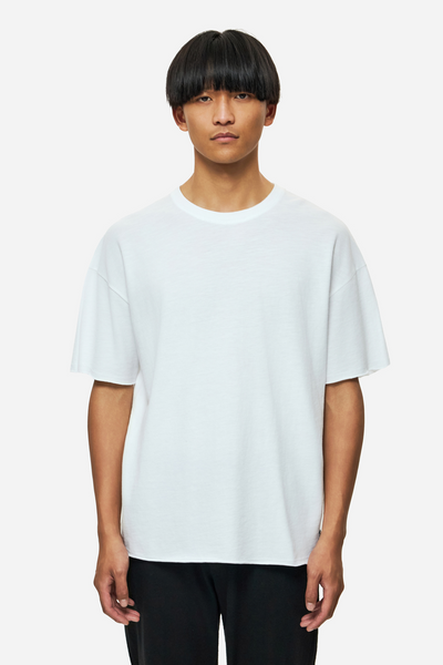 Piquet T-Shirt With Raw Edges - white