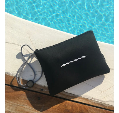 Wave Zipper Clutch - Black