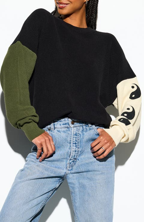 YING YANG STACK LYRIC SWEATER BLACK MULTI